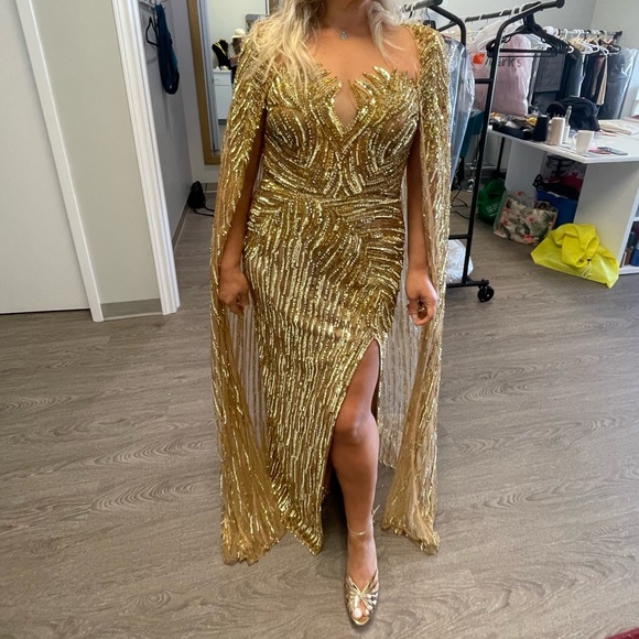 Gold MNM couture dress Fouad Sarkis - Picture 3 of 11